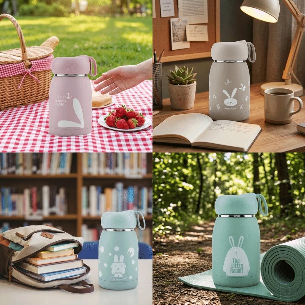 Fine Polishing Rustless Steel Cute Thermos Patterned Colorful Driking Mug Lightweight Double Wall Water Cup Office
