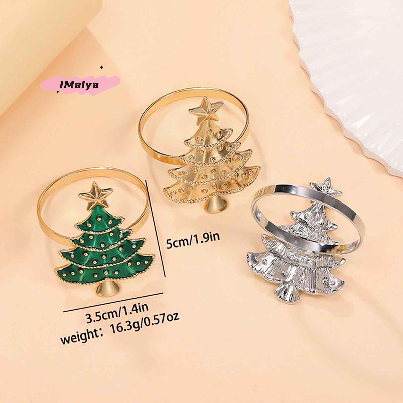 6Pcs Christmas Napkin Rings Xmas Tree Ornaments Home Kitchen Dinner Table Decor New Year Party Supplies