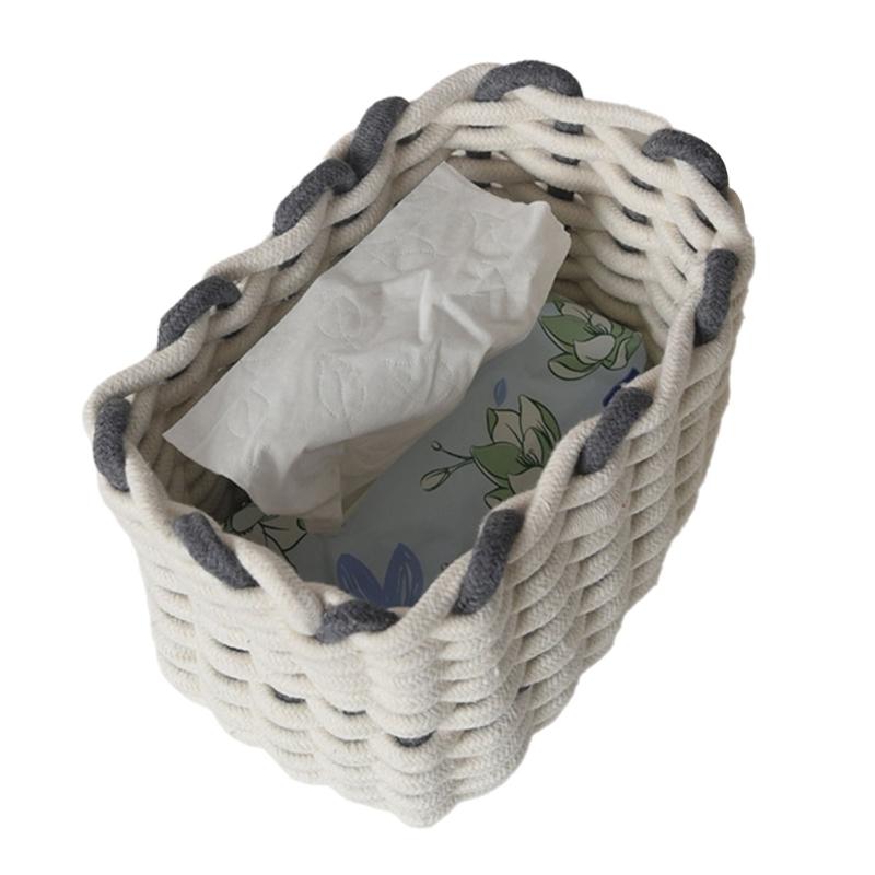 Sturdy Cotton Rope Basket with Handles Practical Woven Storage Holder Baskets For Organizing Clothes Towels And More