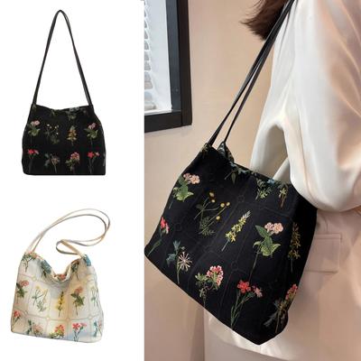 Large Capacity Bag Canvas Leisure Shoulder Bag Floral Small Handbag
