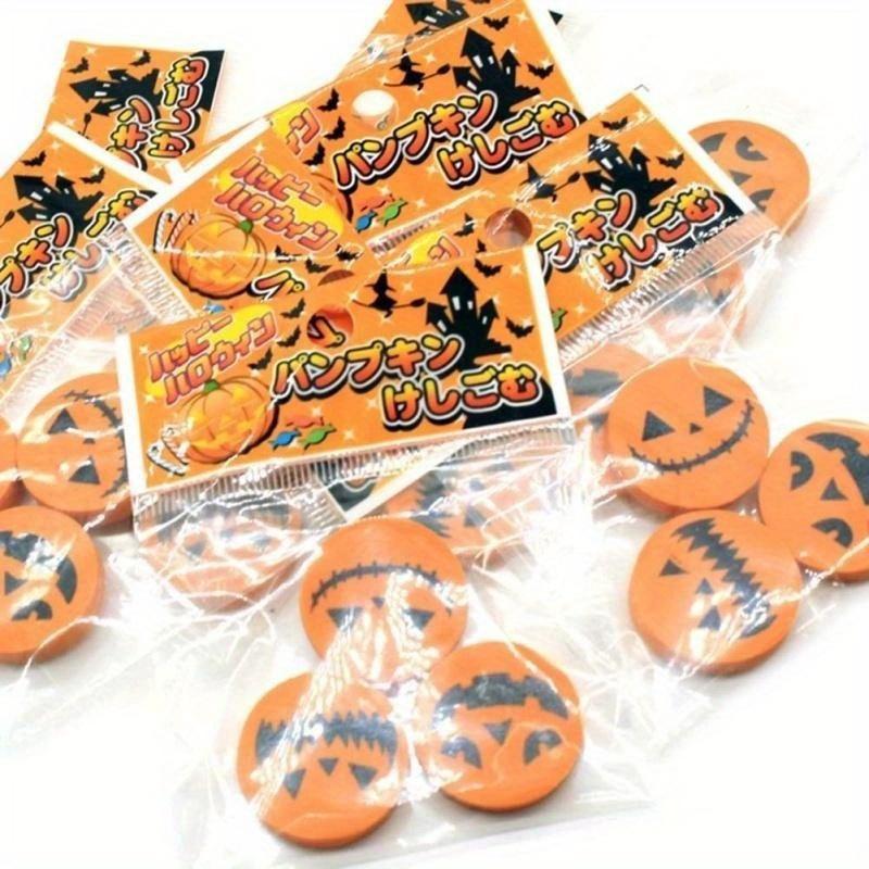 10pcs Creative Halloween Rubber Pumpkin Printing Eraser Students Stationery