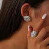 18K Gold Plated Titanium Steel Textured Earrings and Ring Set for Women