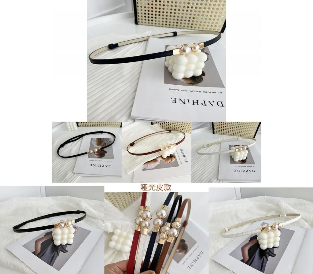 Stunning Matte Black Women's Belt With Elegant Pearl Buckle Perfect For Summer Outfits