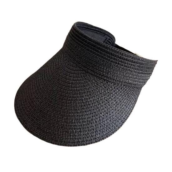 Summer Sun Hat, Large Brim Straw Hat, Hollow Top Foldable Sun Protection Hat for Vacation Daily Wear