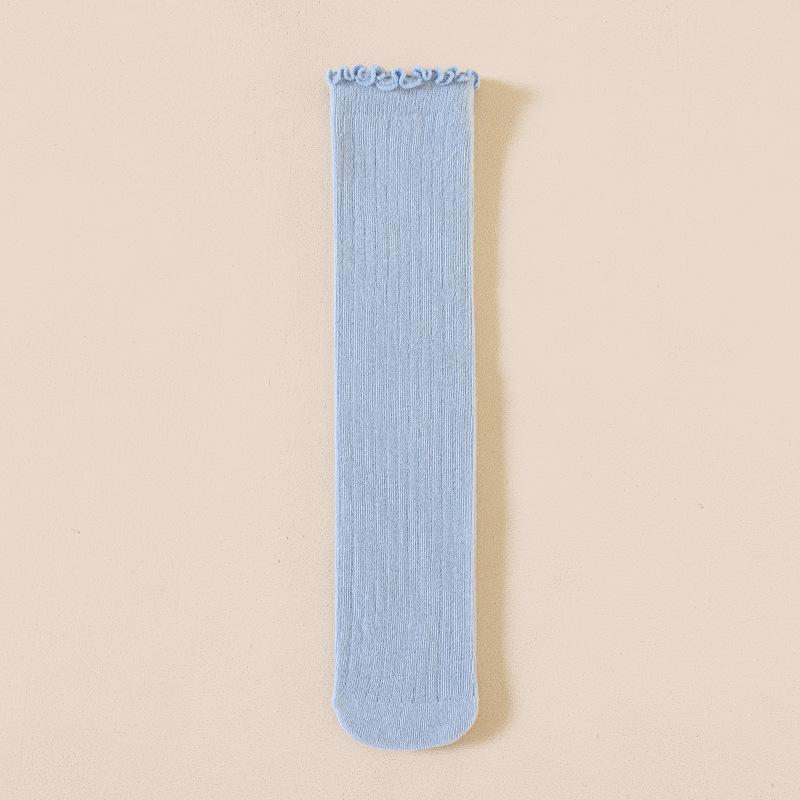 Autumn Children's Wooden Ear Long Tube Pile Socks Calf Socks Autumn and Winter Solid Color Vertical Over-the-knee Socks