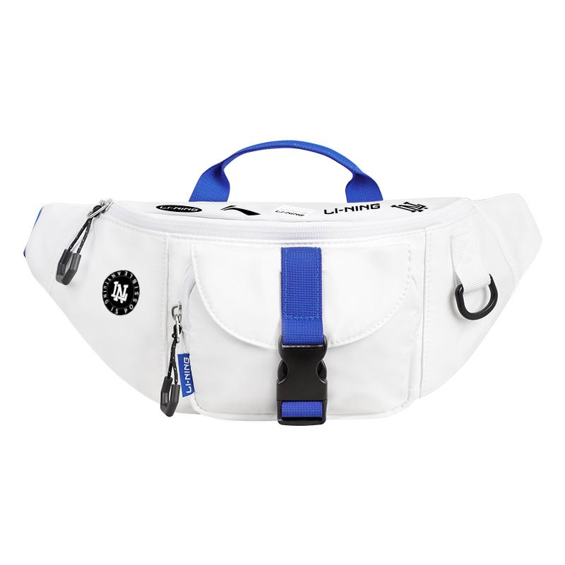 Li Ning 4L Simple Versatile Lightweight Polyester Waist Bag Unisex waist bag White ABLV029-1F White