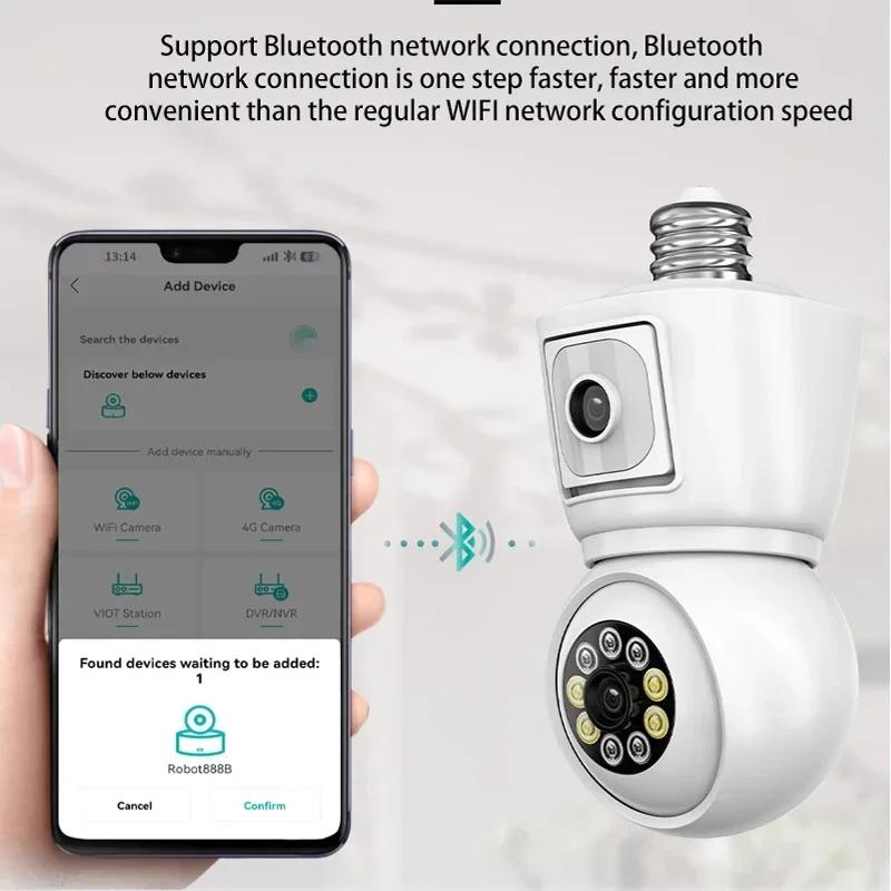 LS VISION Cameră WiFi 4K 4MP E27 cu bec E27 lentilă duală Ecran dublu Urmărire automată Audio bidirecțional Color Viziune nocturnă Cameră de securitate în aer liber