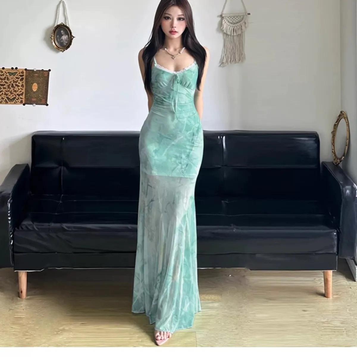 

Женское французское светло-зеленое платье-майка из сетки «рыбий хвост» - Сексуальная летняя одежда для морского отдыха S (Premium) светло-зеленый