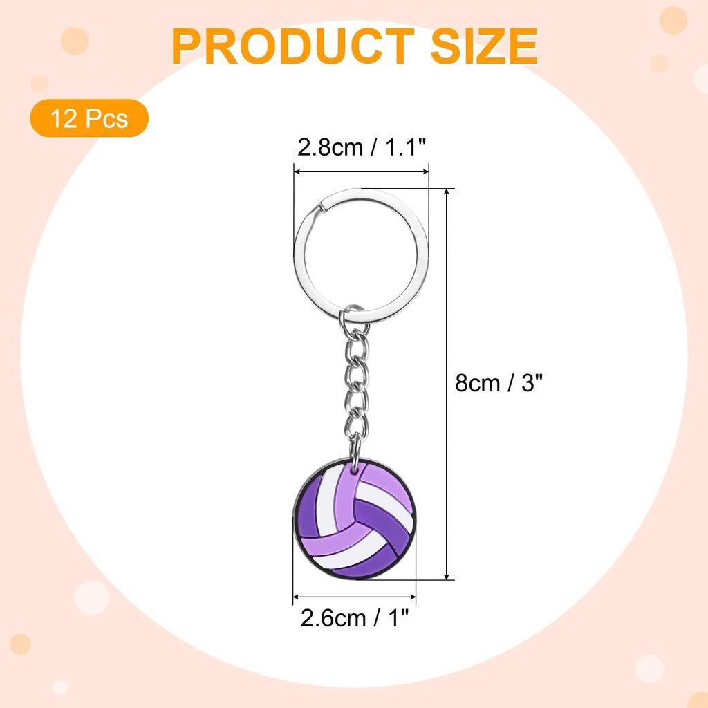 uxcell Volleyball Keychain Set of 12 Backpack Decoration with Metal