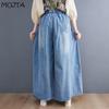 Plus Size Spring Summer Women's Elastic High Waist Large Wide Leg Slim Loose Denim Jeans Trousers Cropped Pants