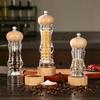 Wood Pepper Grinder Mill, Acrylic Sea Salt Shaker With Adjustable Coarseness, Refillable Manual Ceramic Core Spice Crusher