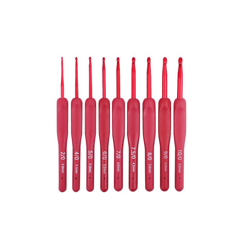 

Красный набор крючков для вязания с мягкой ручкой для рукоделия