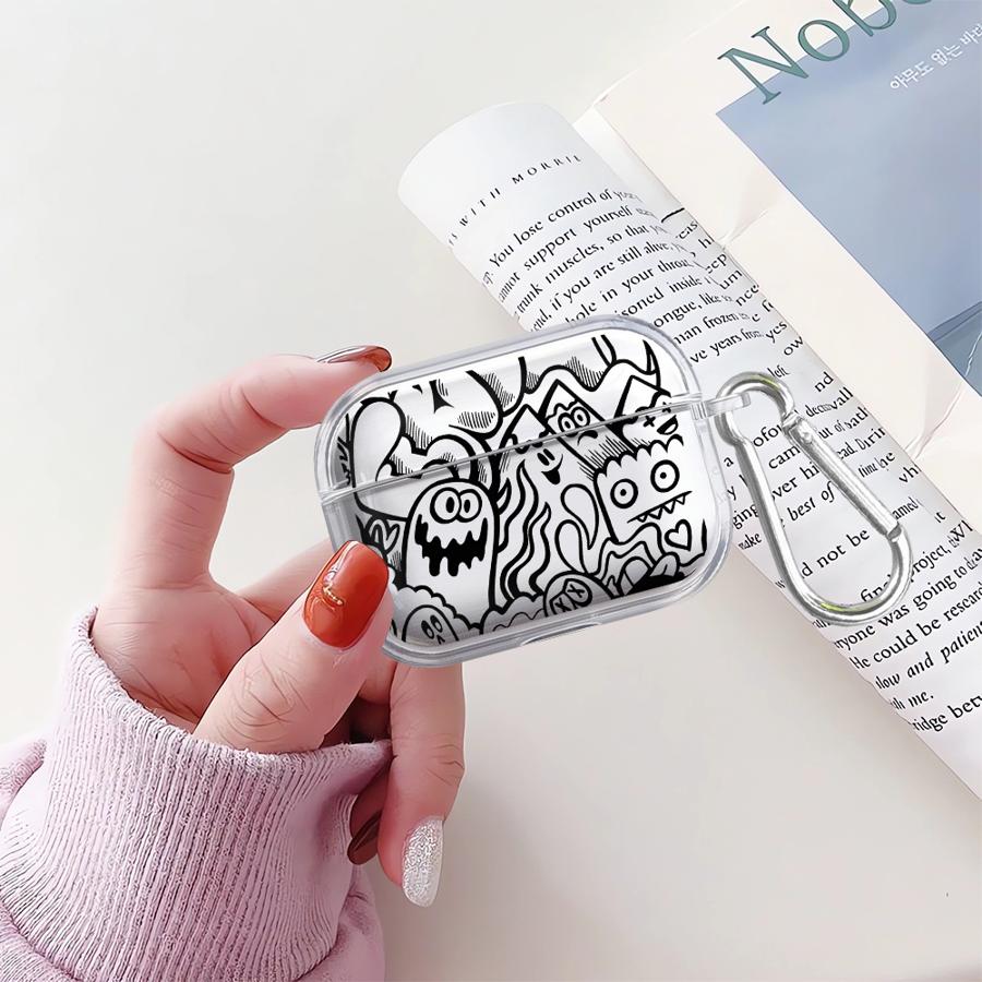 Clear Earphone Cases Cover Case For Airpods 1 3 2 4 Pro2 Pro Pro3 Cartoon Graffiti