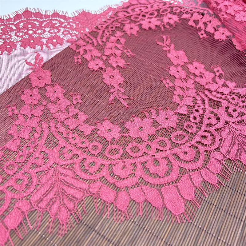 3m x 34.5cm Dark Pink French Chantilly Lace, Inelastic Eyelash Lace Fabric  for Sewing, Bra, Underwear, Lingerie, Dress, Garment, Crafting
