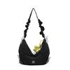 Nylon Zipper Closure Duffle Bag For Women With Wrinkled Shoulder Straps And Letter Prints