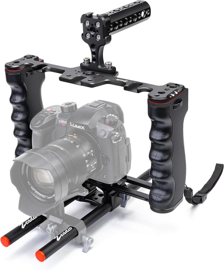 Stabilizátor kamery pro smartphone, Přenosná rukojeť, Ruční video rig s pouzdrem, Vhodný pro všechny kamery, Videokamery