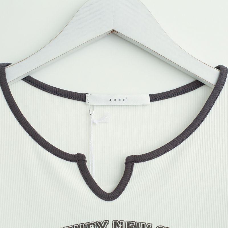 Women's Short Sleeve Large Size V Neck Short Sleeve Casual Fashion Positive Shoulder Short Top