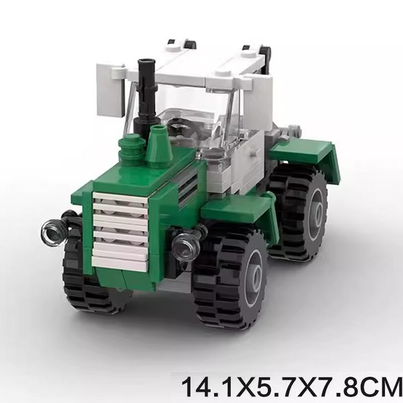 MOC City Mini Car Tractor Snowmobile Camper Van Fiated Taxi Truck Head Speed Vehicles Sets Building Blocks Toys Christmas Gift