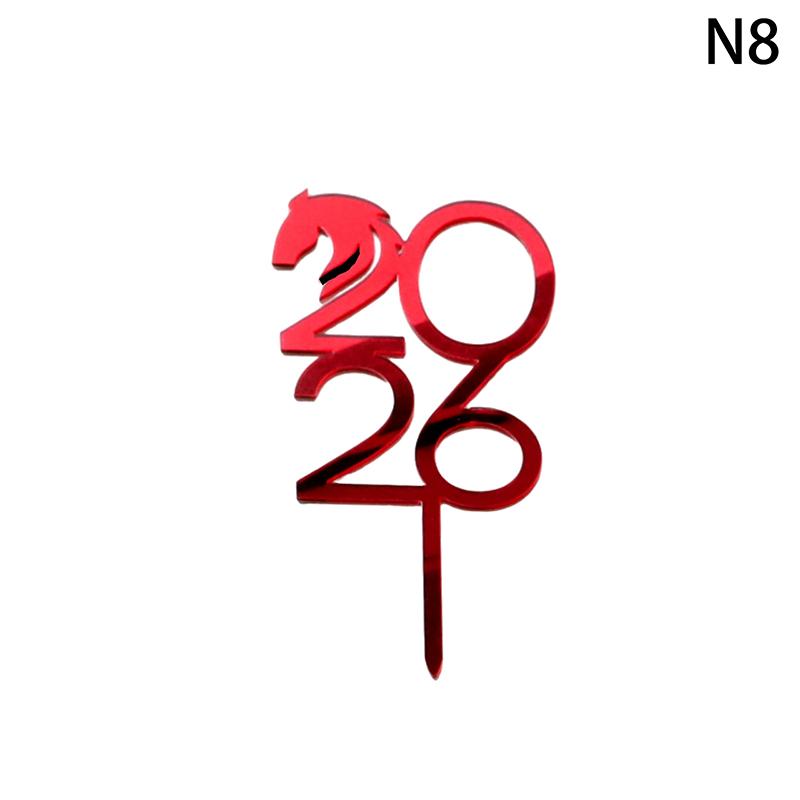 2026 Happy New Year Party Cake Topper Decoration Gold Acrylic Dessert Flag Kids New Year Xmas Gift Cake Topper Baking Supplies