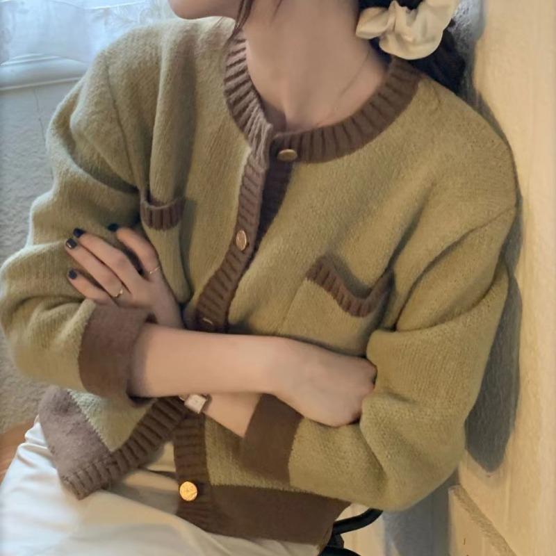 Autumn New Vintage O Neck Knitted Sweater Cardigans Women Elegant Casual Solid Loose Outer Knitted Cardigan Coat Women Fashion Winter Sweaters 25535