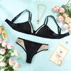 Cross Border Retro Bikini  Hollow Out Deep V Wireless Comfortable Bra And Set Underwear