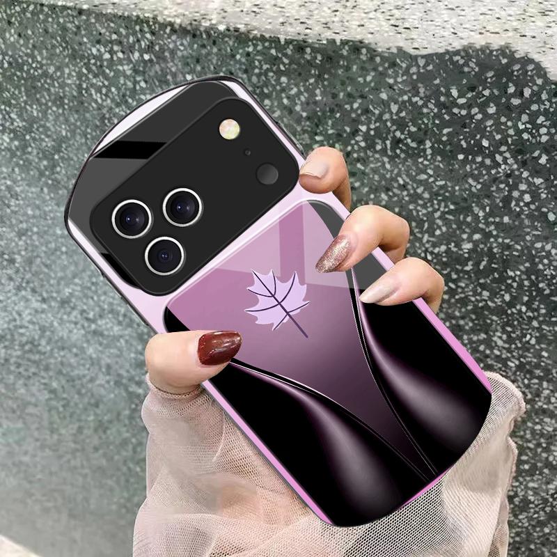 Blue gradient camellia For iPhone 17 16 15 14 Pro 13 Plus 12 mini 11 Pro Max XR X S 7 8 Elliptical Tempered Glass Phone Case