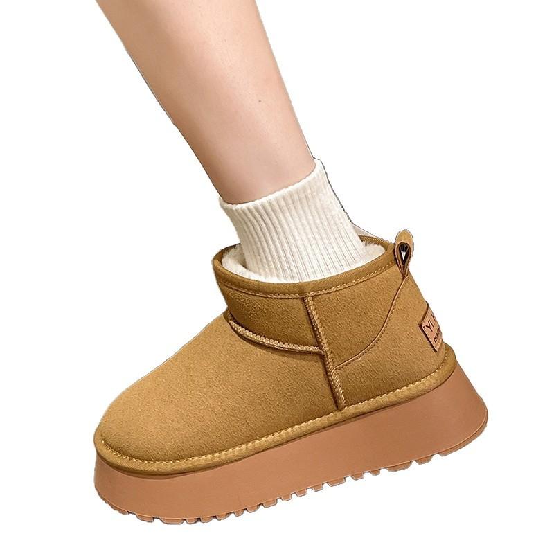 Retro fashion versatile thick-soled heightening non-slip short boots for women's autumn and winter new velvet warm snow boots