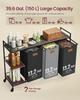 VASAGLE Laundry Hamper with 3 Compartments, 150 L Laundry Sorter, Rolling Laundry Cart with Shelves, Removable Liners, 6 Labels, Chestnut Brown