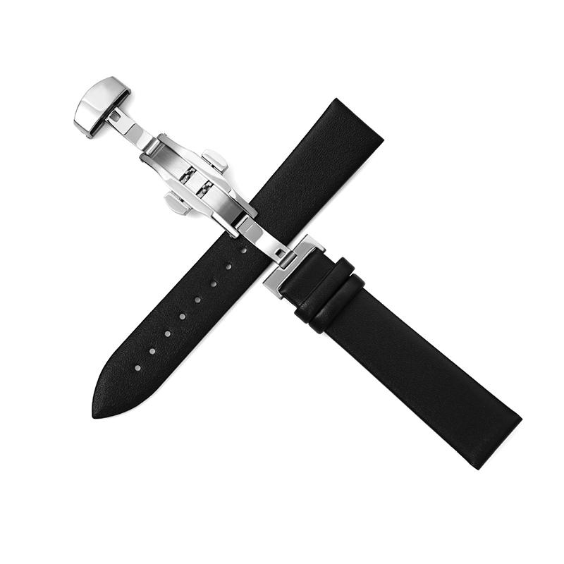 

Ремешки для часов Ремешок из коровьей кожи 10-22мм 20мм ремешок для часов Супермягкий ультратонкий кожаный ремешок Пряжка-бабочка UTHAI Z62 22mm чёрный