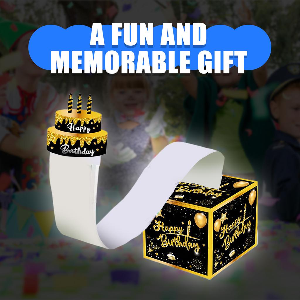 Elegante Schwarz-Goldene Geldgeschenkbox für Geburtstage Kreatives Ausziehkarten-Bargeldhalter-Etui Geburtstagsfeier-Zubehör