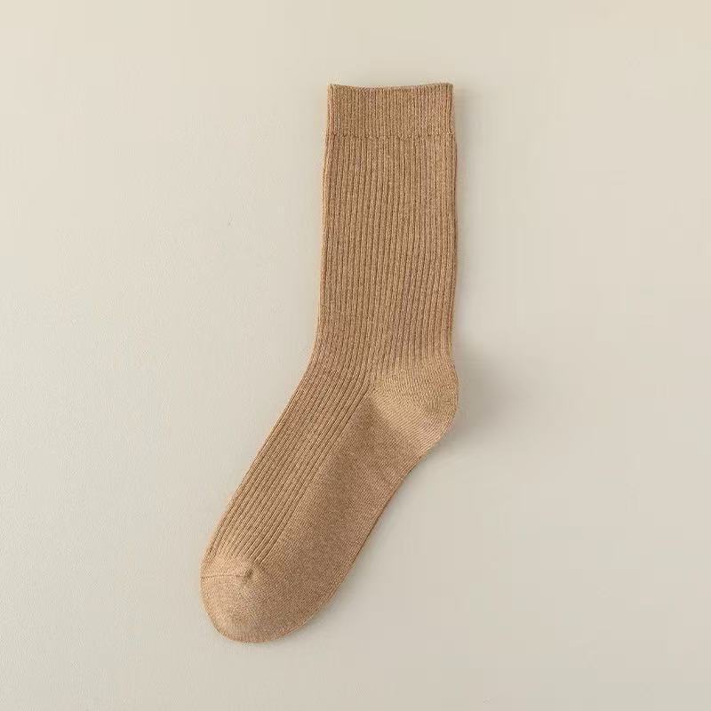Kids Autumn Winter Retro Coffee Tube Socks,Basic Solid Boneless Stackable Socks,Korean Sweat‑Absorbing Versatile Cotton Socks