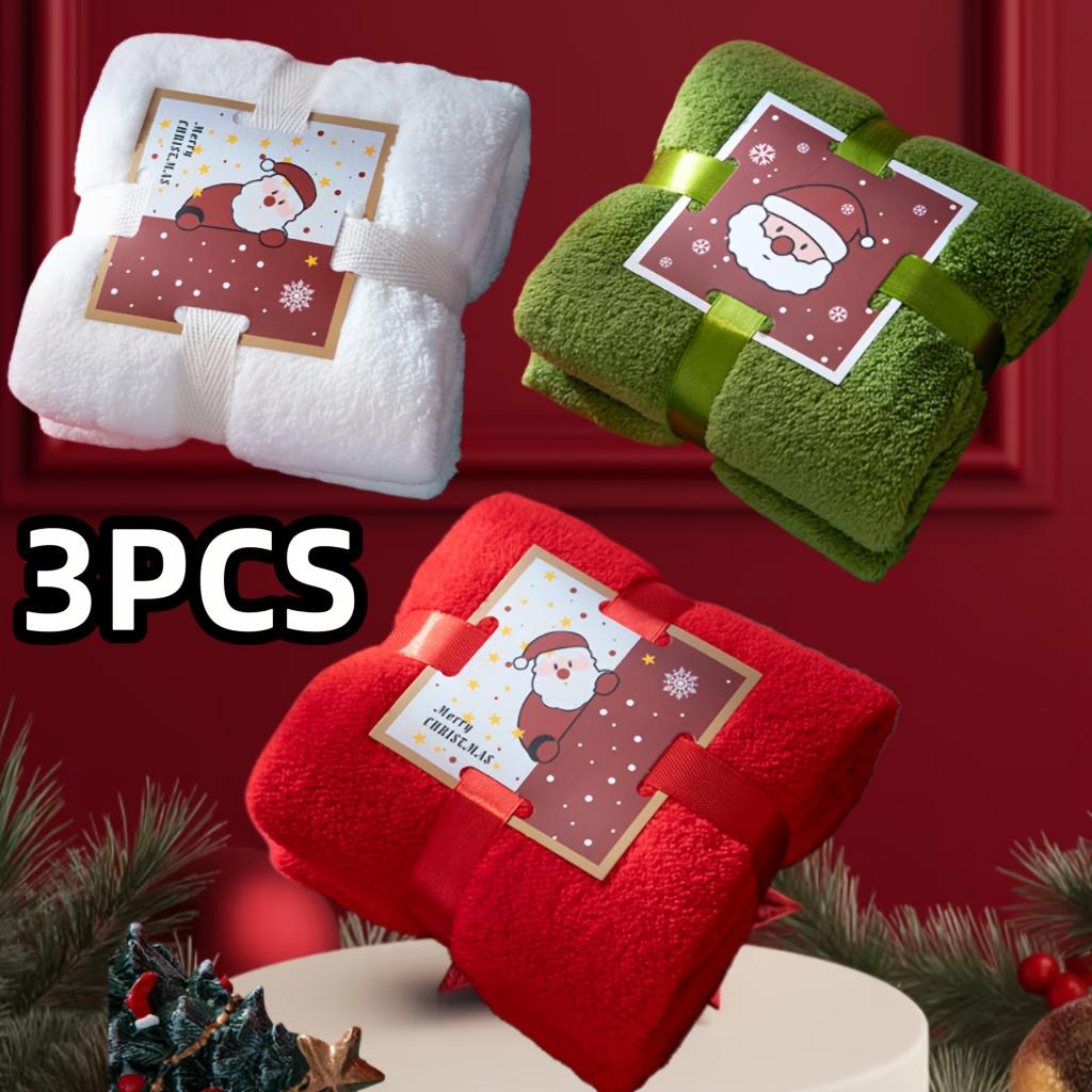 

3pcs Christmas Towel Face Wash Cloth Gift Set, Creative Holiday Present Soft High Absorbency Pure Cotton Material for Christmas