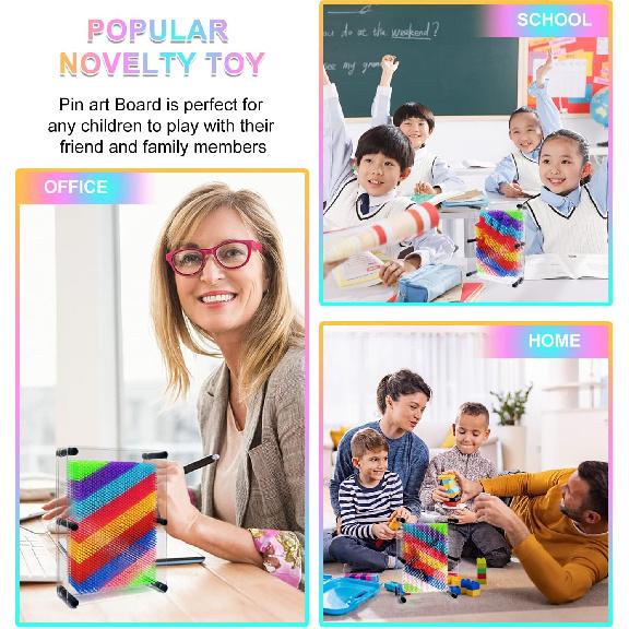 Hsxfl Classic 3D Pin Art Board Toy Sculpture - 8in X 6in Large Size 3D Pin Art Toys for Kids Boys Girls, Sensory Toys Birthday Gifts Fidget Toy