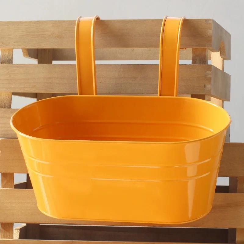 

Красочный подвесной цветочный горшок Съемный двойной крюк Горшок для растений на забор Садовый декор Подставка для цветов бонсай Декор для дома и балкона оранжевый