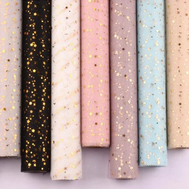 50cm X 5 Yard/roll Star Moon Soft Lace Mesh Wrapping Paper Flower Bouquet Florist Supplies DIY Decor Valentine's Day Gift Wrap