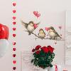 Self-adhesive Wall Stickers Three Little Cute Birds On Heart Branch for Kids Room Bedroom Home Decor