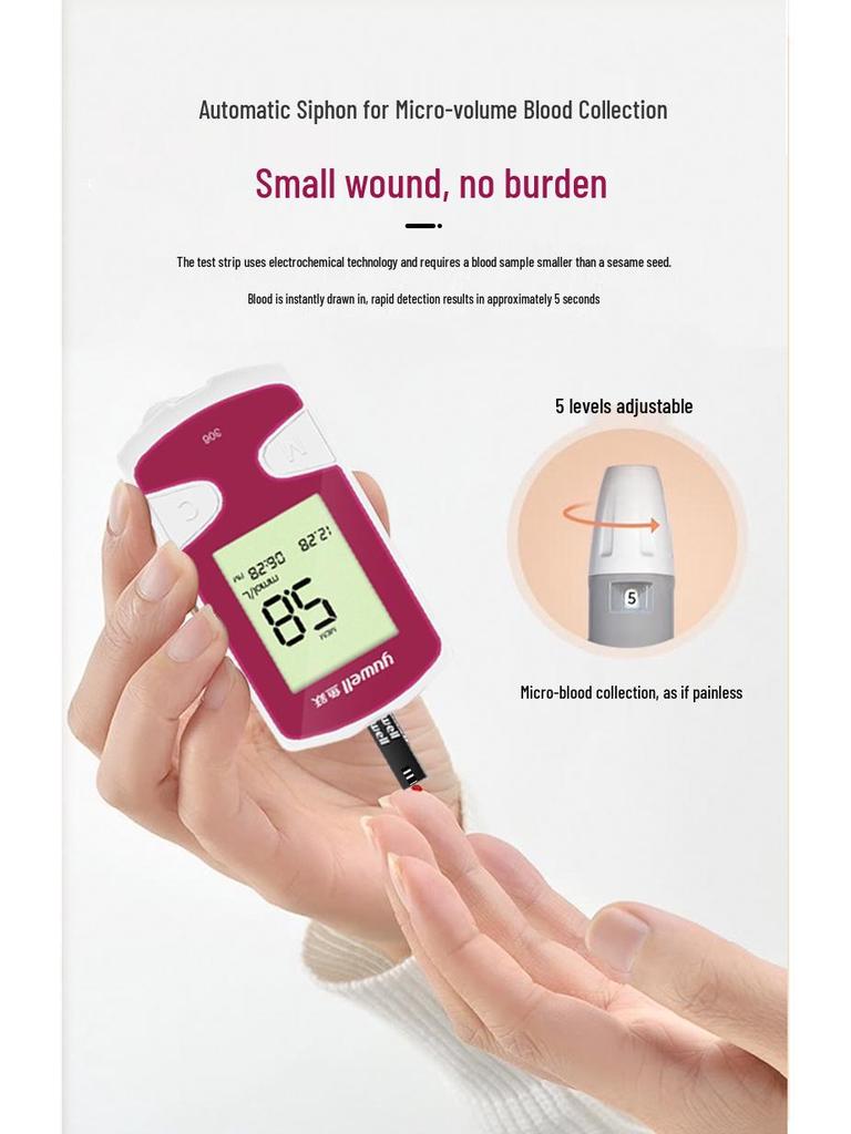 Yuyue Model 306 Blood Glucose Test Strips, No Coding, Type 2 Home Use, 50 Strips/Box
