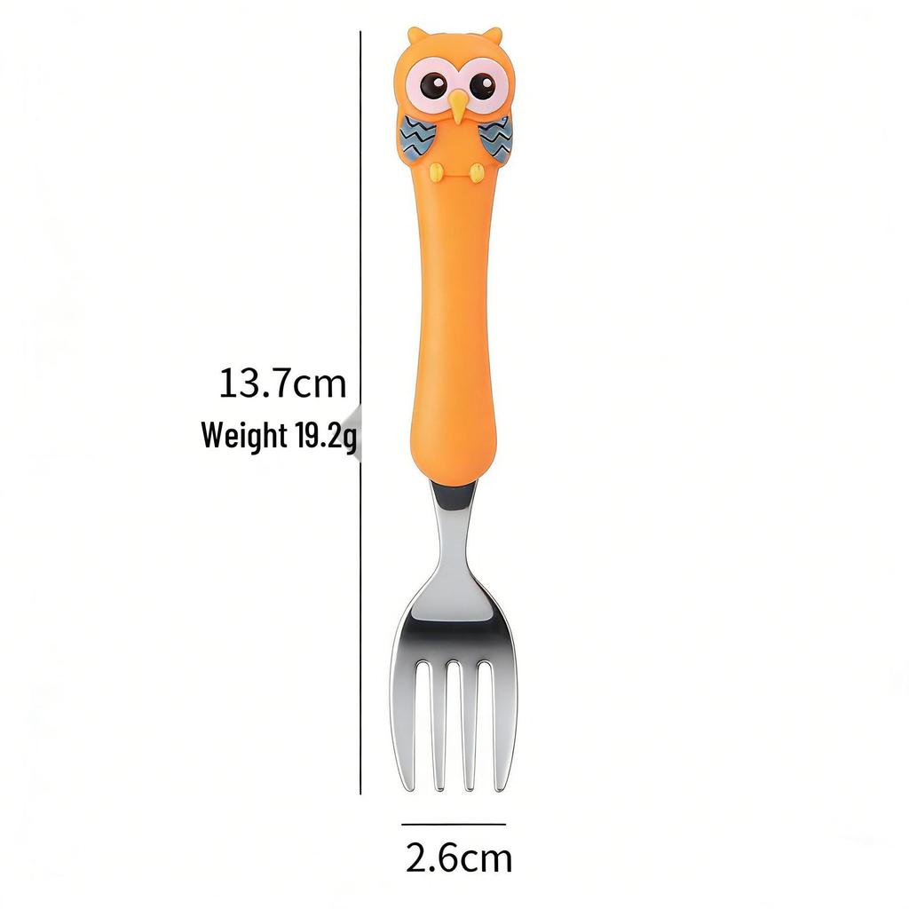 304 Stainless Steel Children's Owl Cutlery Set – Knife, Fork, Spoon for Baby Feeding