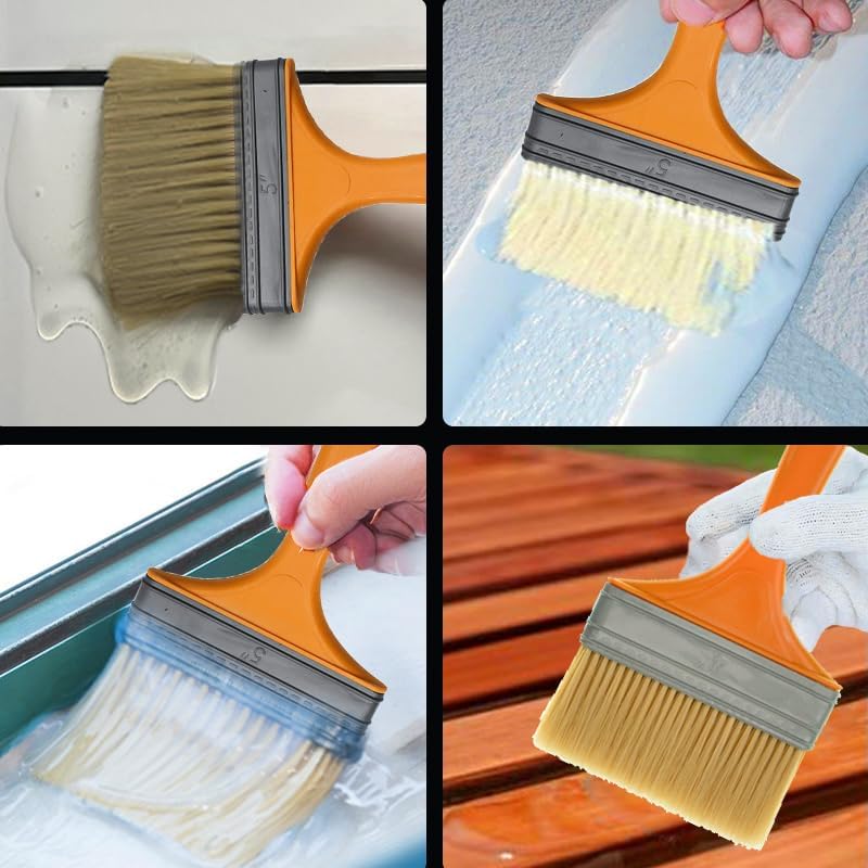 5Pcs Wide Paint Brush, Handle Paint Brushes, Household Thick Heat Resistant Paint Brushes - 5 Inch