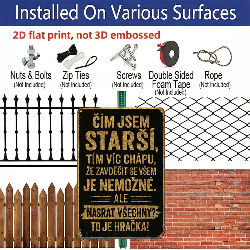 2D Flat, 1pc Czech Slogan Tin Sign 7.87x11.81inch | Aluminum Metal Wall Art | Vintage Style Decor for Home, Restaurant, Cafe, Bar, Garage | Funny