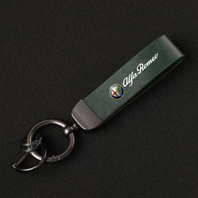 2026 Hot Alfa Romeo Leather Car Key Chain Luxury Hanging Pendant Keychain Ring For Alfa Romeo Sportiva Giulia Giulietta 159 156 
