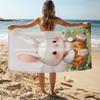 Cartoon Carrot Bunny Beach Towel Patterned Sunscreen And Windproof Suitable For Swimming Pool Camping Travel Blanket