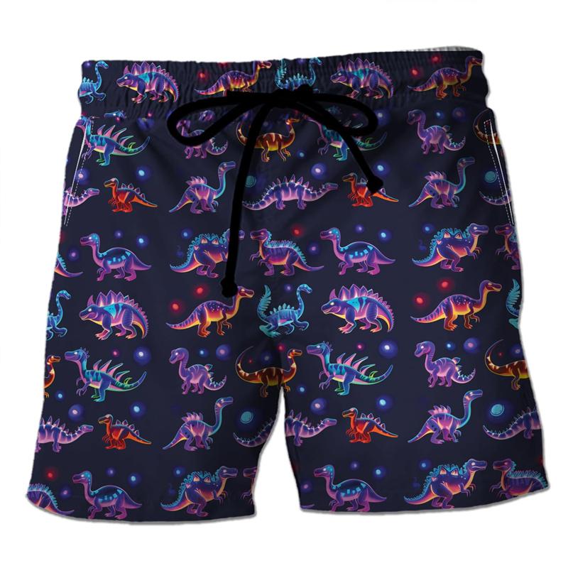 Funny 3D Printing Dinosaur Beach Shorts For Men Street Drawstring Swimming Trunks Kids Summer Animal Pattern Surfboard Shorts