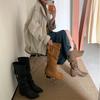 Pointed boots New autumn and winter boots Thick heel high boots but knee long knight boots Women