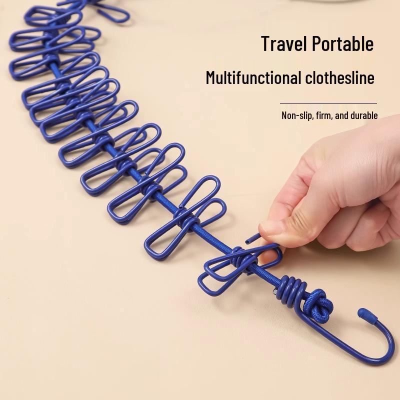 Přenosný skládací sušák na prádlo s 12 kolíčky a věšáky na cestování