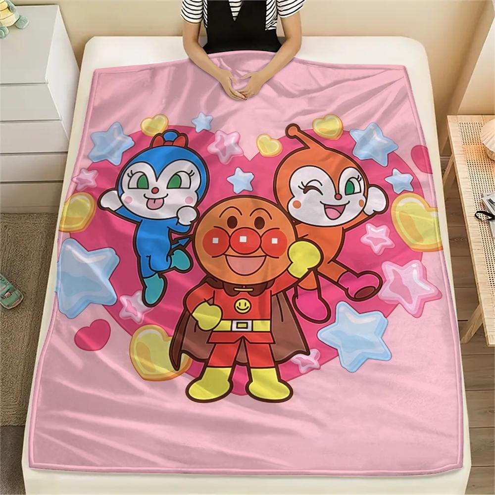 1PC Anpanman Print Flannel Blanket, High quality All Seasons, Home Decor, Warmth and Comfort, Perfect for Christmas Gifts