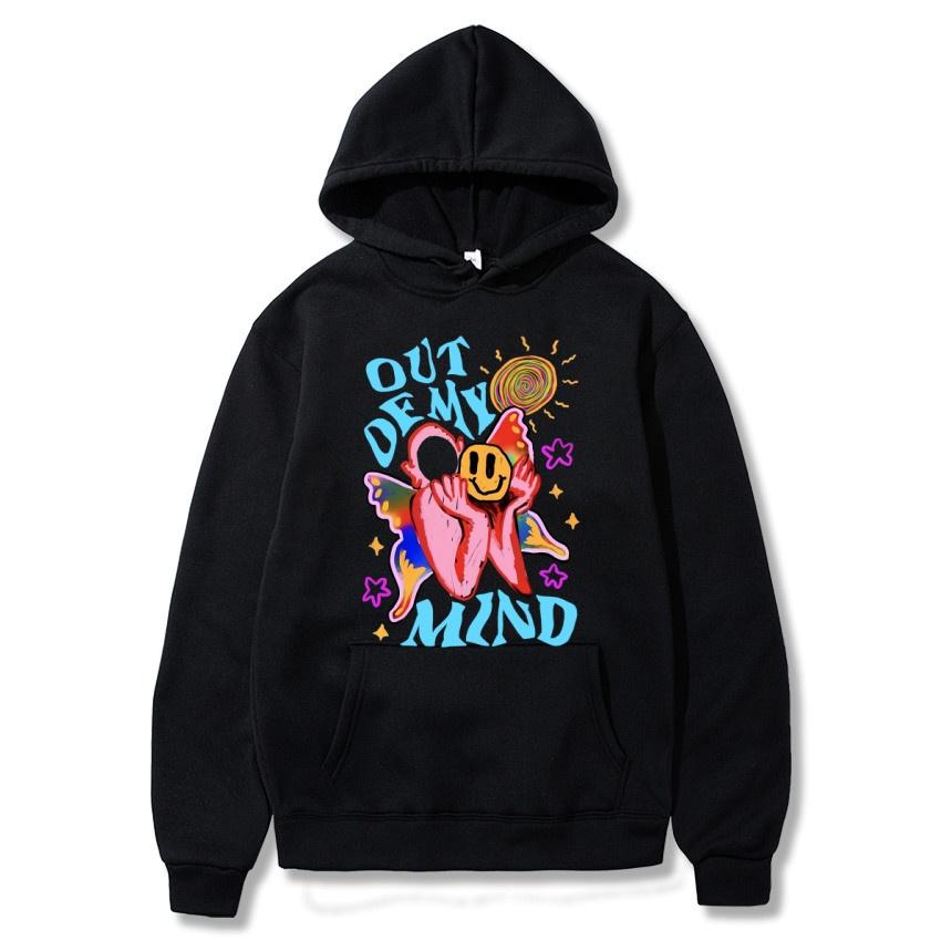 Out of my mind graffiti autumn/winter hoodie hip-hop street college classic pullover daily fashion casual warm hoodie gift