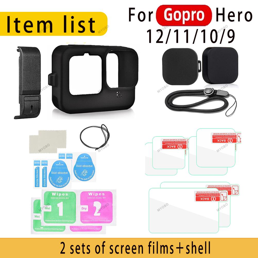 Storage Bag for Gopro Hero 13 12 11 10 Carrying Case Flip Battery Side Cover Screen Protectors Film for Go Pro Hero Accessories