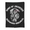 Deka SOA Sons Of Anarchy, flanelová lehká deka, přehoz na pohovku, ložní prádlo, kancelářské přehozy, přehoz na postel