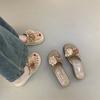 Retro Non-slip Flat Bottom One-word Flower Women's Shoes To Wear 2025 New Summer Fashion Casual Sandals